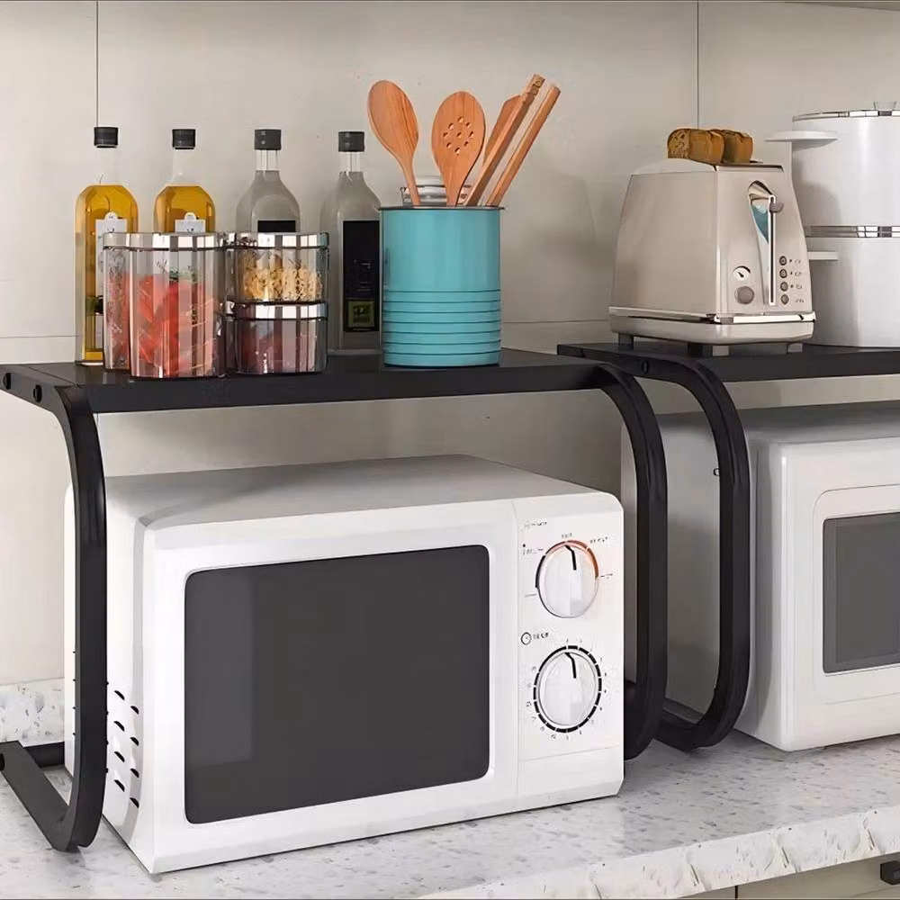 Kelvenix Black 2 Tier Metal Microwave Rack and Kitchen Storage Shelf – 3
