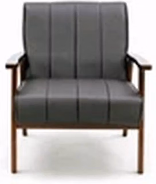 EONLION Mid-Century Grey Fabric Armchair with Solid Wood Frame – 1