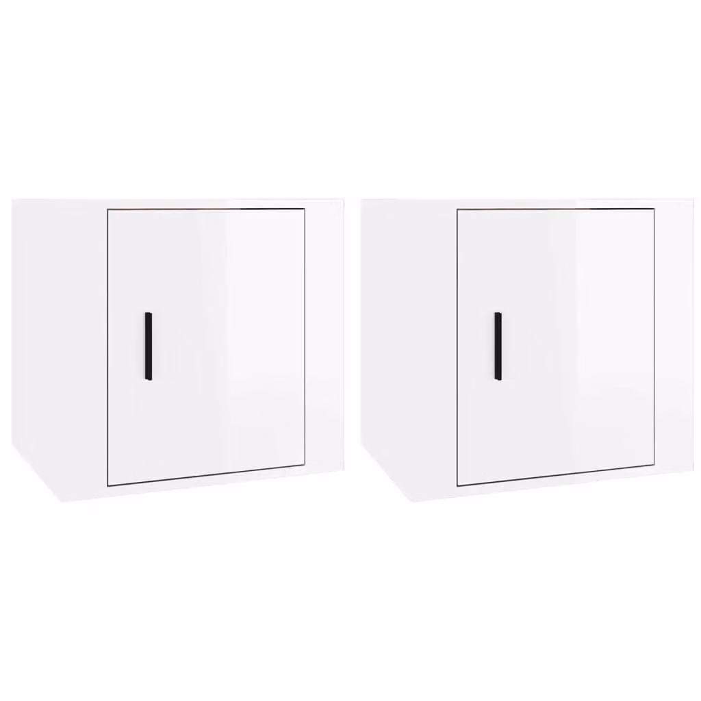 Berkfield Home Set of 2 High Gloss White Bedside Cabinets W/D/H: 50 x 39 x 47 cm – 1