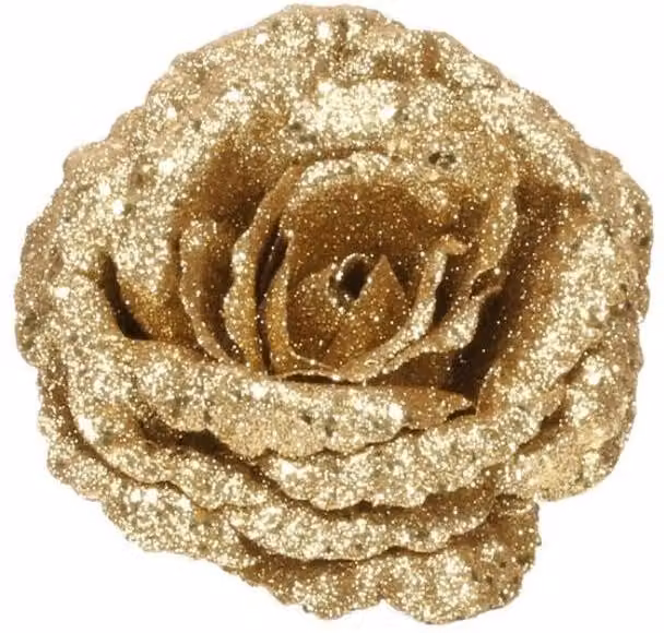 KDMD Gold Glitter Rose with Clip, 2 Pack, Height: 18 cm