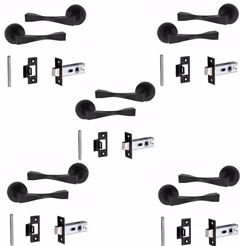 Golden Grace Astrid Twist Door Handles with 2.5 inch Latch in Matt Black Finish – 1