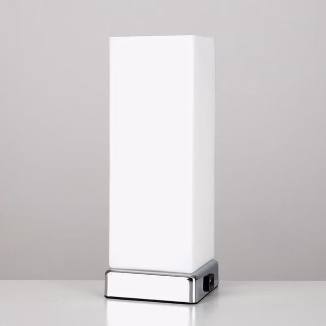 ValueLights LAzio Pair of Silver Chrome and Glass Touch Control Table Lamps