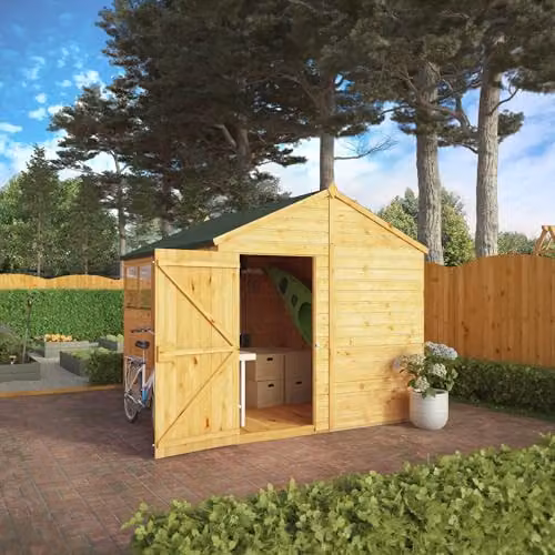 Waltons Premium Shiplap Apex Modular Wooden Garden Storage Shed with Glass Glazing, Brown, W: 304 cm, D: 240 cm, H: 237 cm – 2