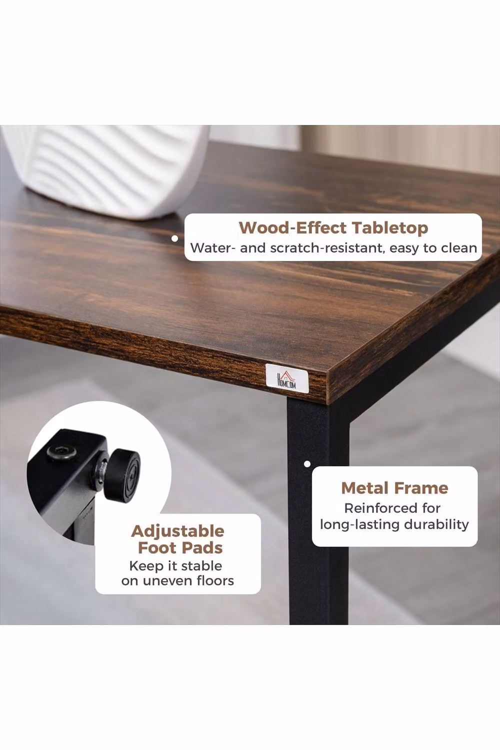 ERGOVEXA Set of 3 Nesting C-Shaped Side Tables in Rustic Brown and Black – 3
