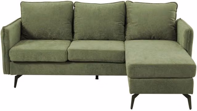 Garden Sanctuary Reversible 3-Seater L-Shape Corner Sectional Sofa in Green Fabric with Scatter Cushions
