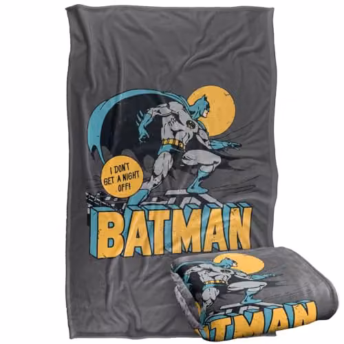 LOGOVISION Batman DC Night Owl Super Soft Silky Touch Fleece Throw Blanket, Multicolour, W: 91.44 cm x L: 147 cm