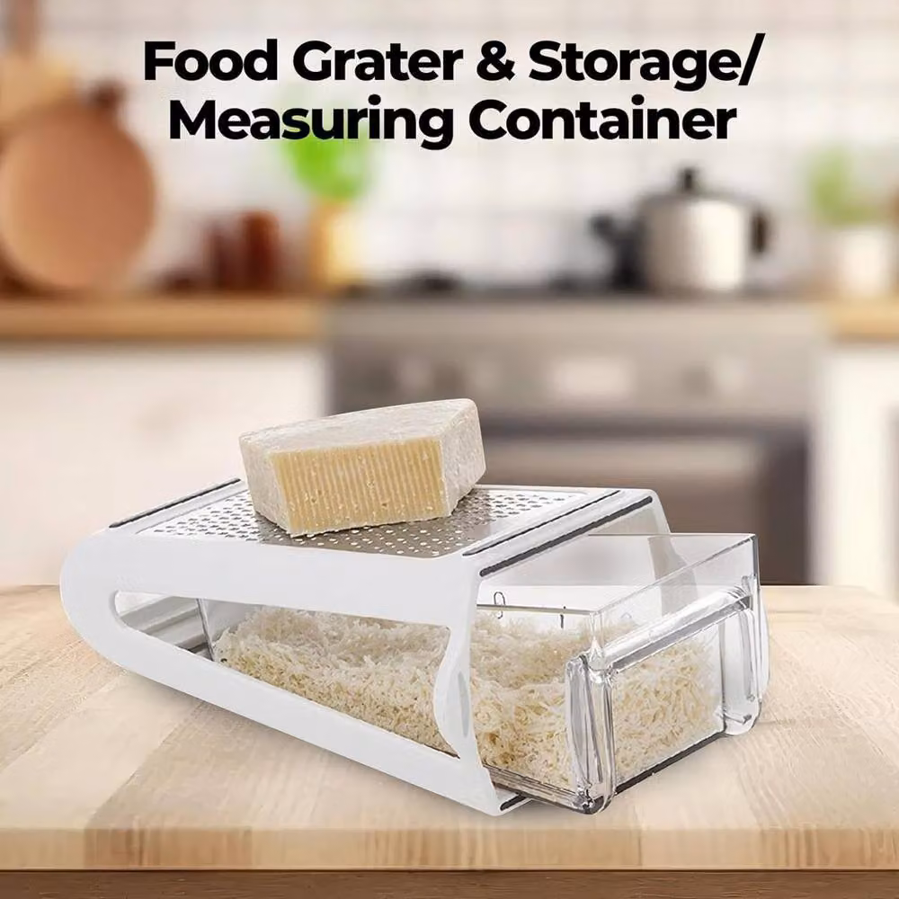 Top 3 2-Way Stainless Steel Food Grater with 480ml Measuring Container in White and Silver – 2