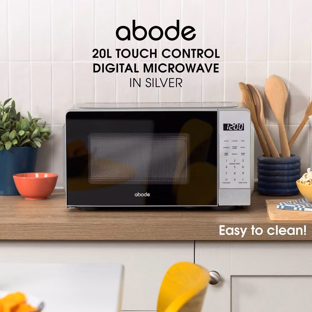 Abode AMT2012S/01 Touch Control Digital Solo Microwave, 20L, Silver – 3