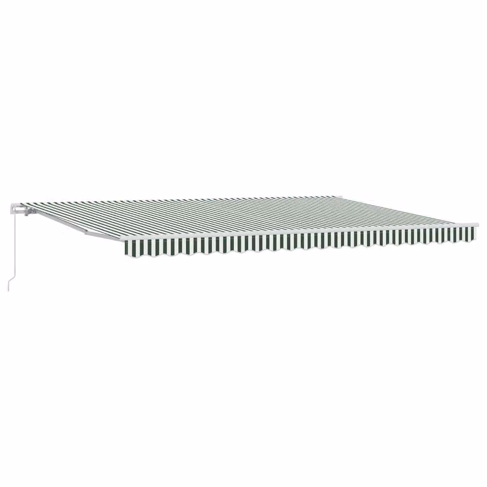 Berkfield Home Manual Retractable Wall-Mounted Awning in Green and White Striped Polyester, W: 500 cm, D: 300 cm – 2