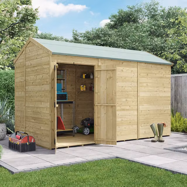 BillyOh Switch Tongue and Groove Apex Wooden Shed in Brown, W: 365.78 cm, H: 182.88 cm, D: 204.2 cm