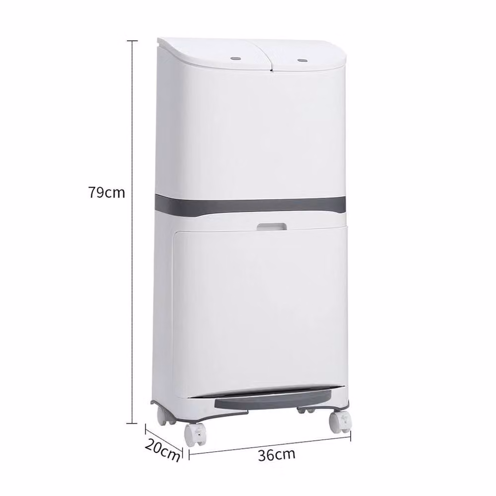 Kelvenix 48L 3-Compartment Pedal Recycling Bin in White – 2