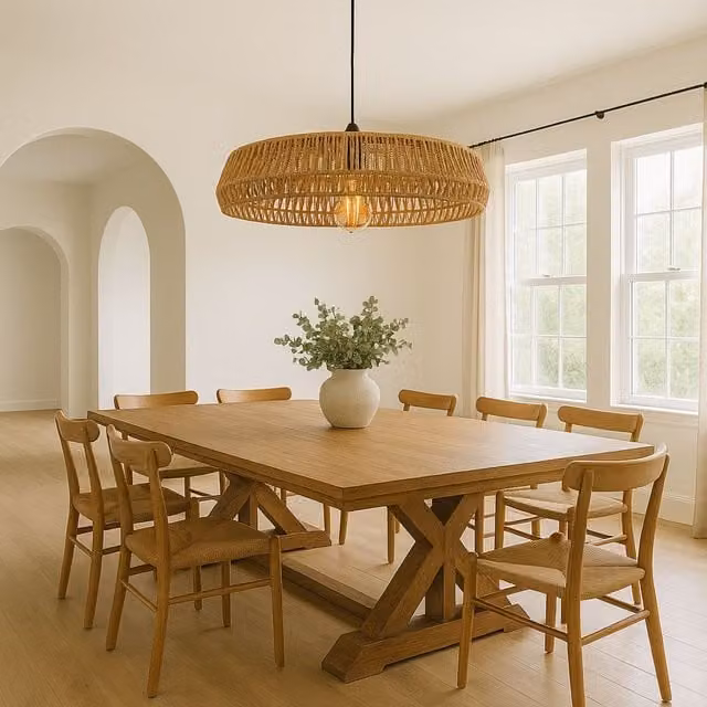 CGC Lighting Extra Large Round Rattan Easy Fit Lampshade in Beige and Brown, Diameter: 70 cm – 1