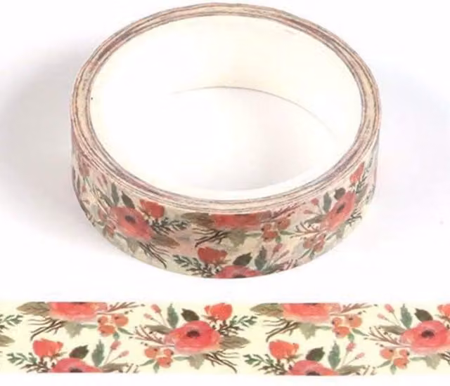 Syntego Red and Green Christmas Flower Washi Tape Paper Roll