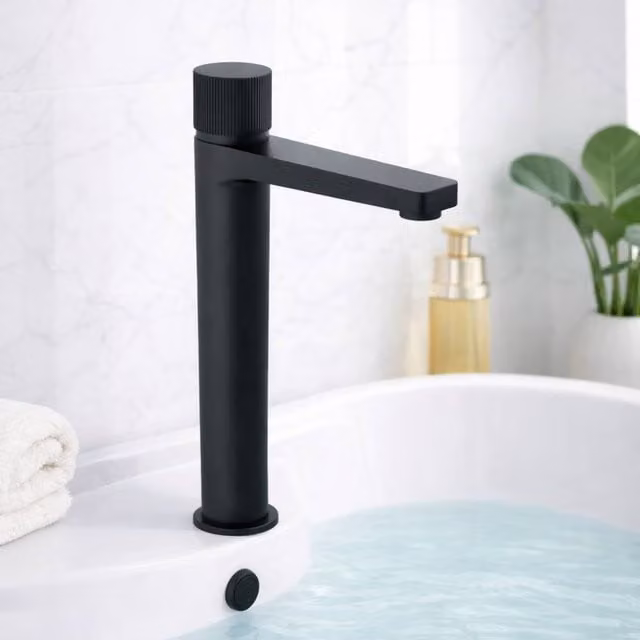 Bathroom Kingdom Koko Matt Black High Rise Single Lever Basin Mixer Tap
