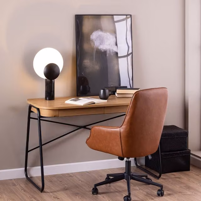 Blueton Modern Writing Desk in Black and Wild Oak