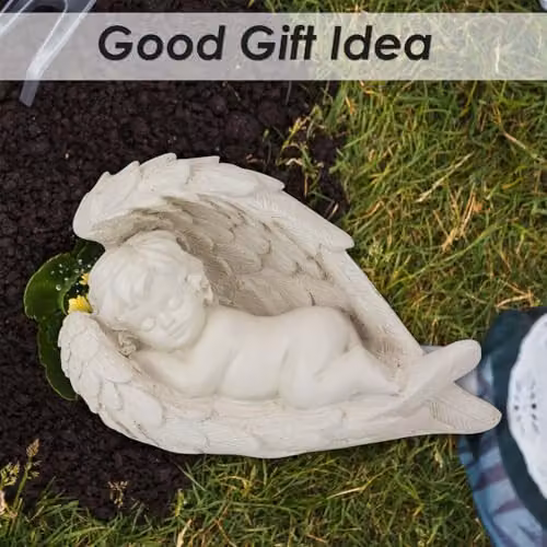 VFM e-Store Memorial Angel Flower Pot Ornament, White, H 18 cm x W 7 cm x D 2 cm – 5