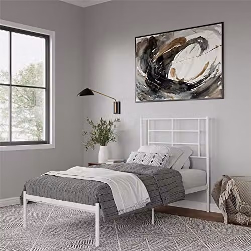 DHP Furniture Jensen Modern Metal Bed in White, Single, W/D/H: 90 x 200 cm – 3