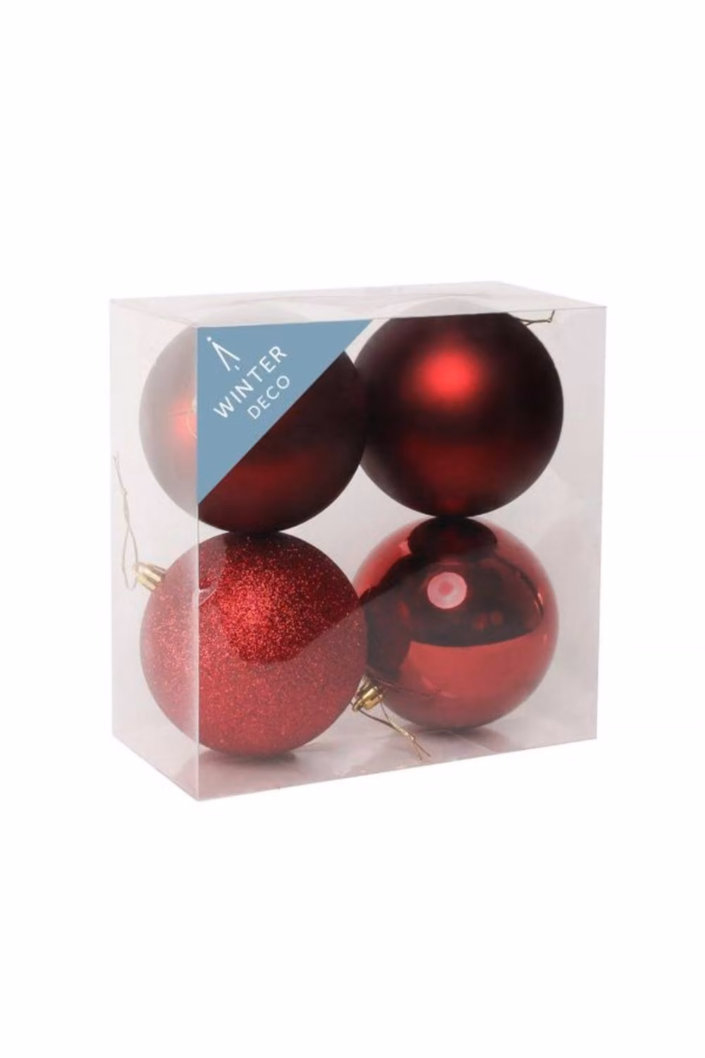 KDMD Set of 4 Burgundy Shatterproof Round Christmas Baubles, Diameter: 10 cm – 2