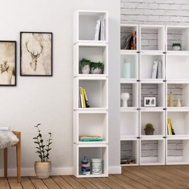 Decortie Modern White Wall Mounted Cube Bookcase Display Unit