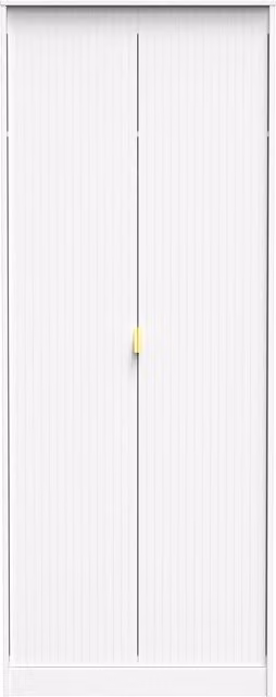 Bexley 2 Door Wardrobe in White and Gold with Hinged Doors and Hanging Rod
