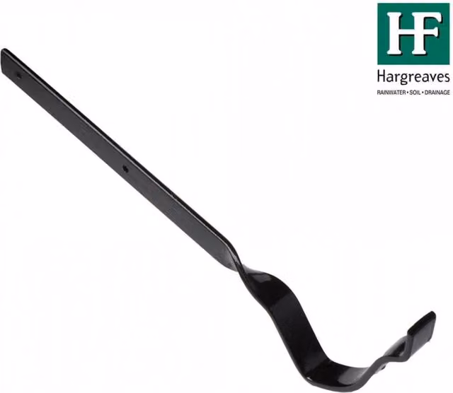 Hargreaves Premier Cast Iron Ogee Gutter Side Rafter Bracket, 125mm, Galvanised Black