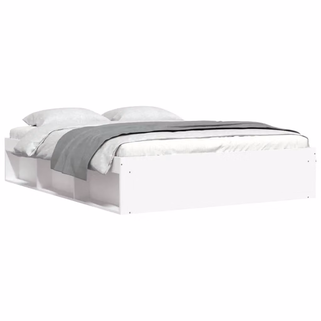 Berkfield Home Modern White Bed Frame with Side Compartments and Bedside Shelf, W: 160 cm, D: 200 cm – 2