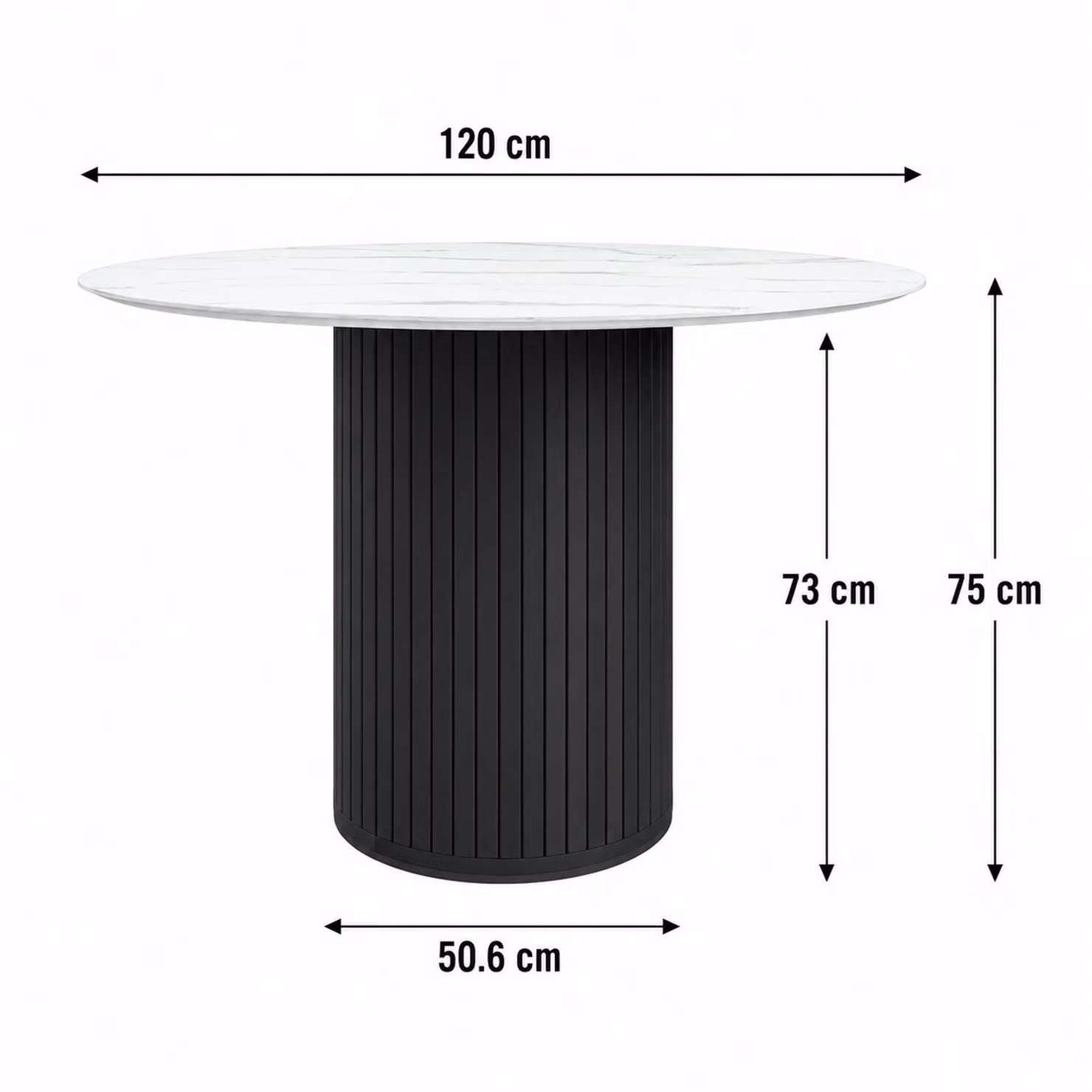 More4Homes Arlo Round Dining Table in White and Walnut, W/D/H: 120 x 120 x 75 cm – 2