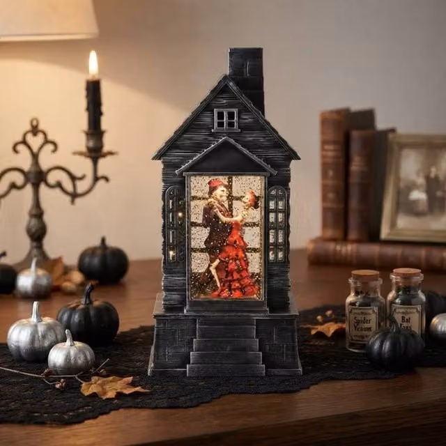 Garden Greatness Halloween Skeleton Dancing Couple LED Lantern Spinner in Black and Multicolour