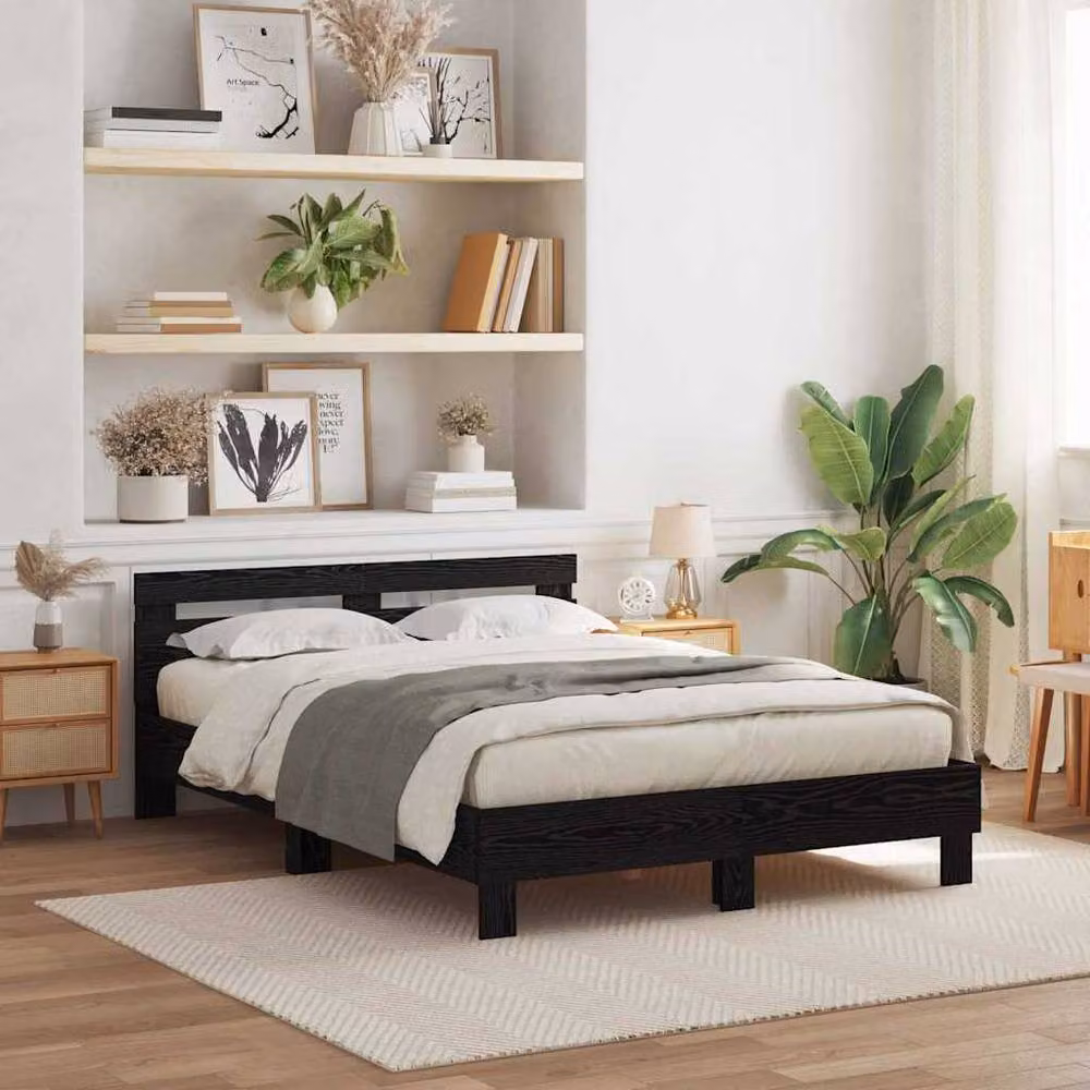 Berkfield Home Black Solid Oak Bed Frame, W/D/H: 150 x 200 x 155 cm – 2