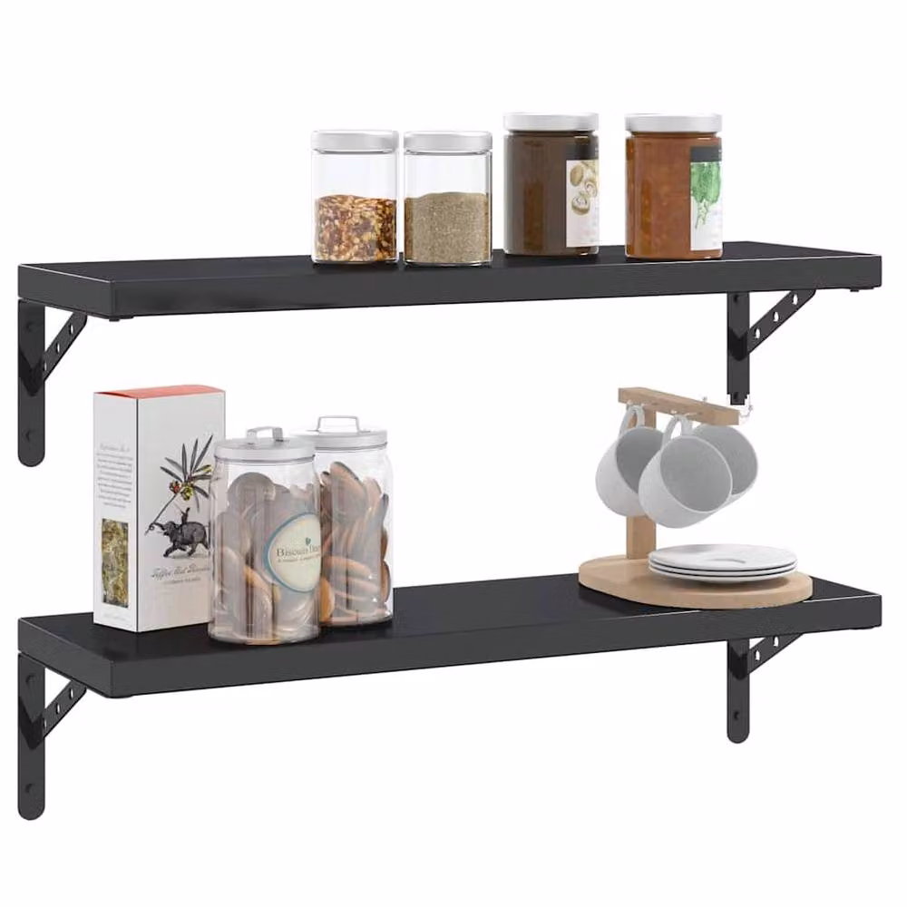Berkfield Home Black Stainless Steel Shelf Brackets, 4 Pack, W/D/H: 23.5 x 2.5 x 15.5 cm – 3