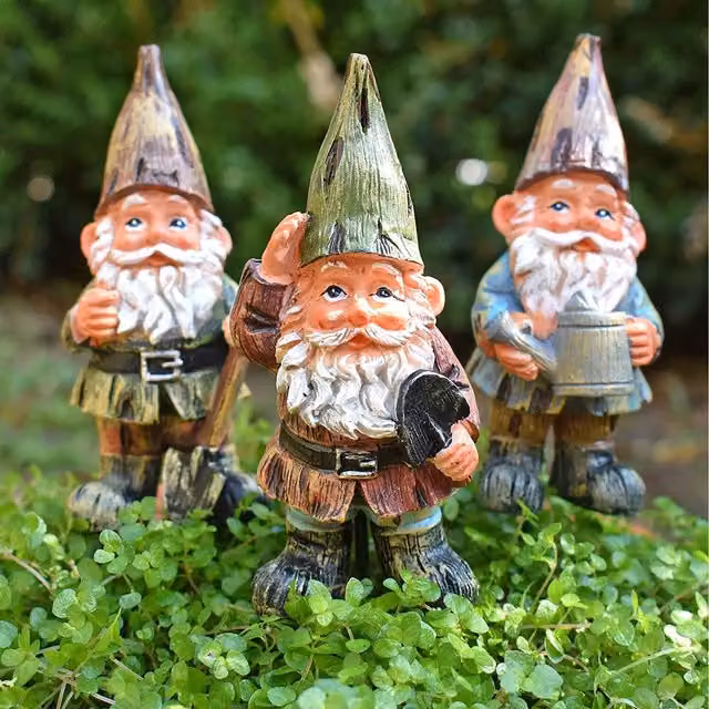 Farmwood Set of 3 Multicolour Ceramic Garden Gnomes on Sticks