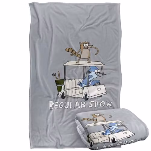 Regular Show Golf Cart Silky Touch Super Soft Fleece Throw Blanket, Multicolour, W: 91 cm, D: 147 cm