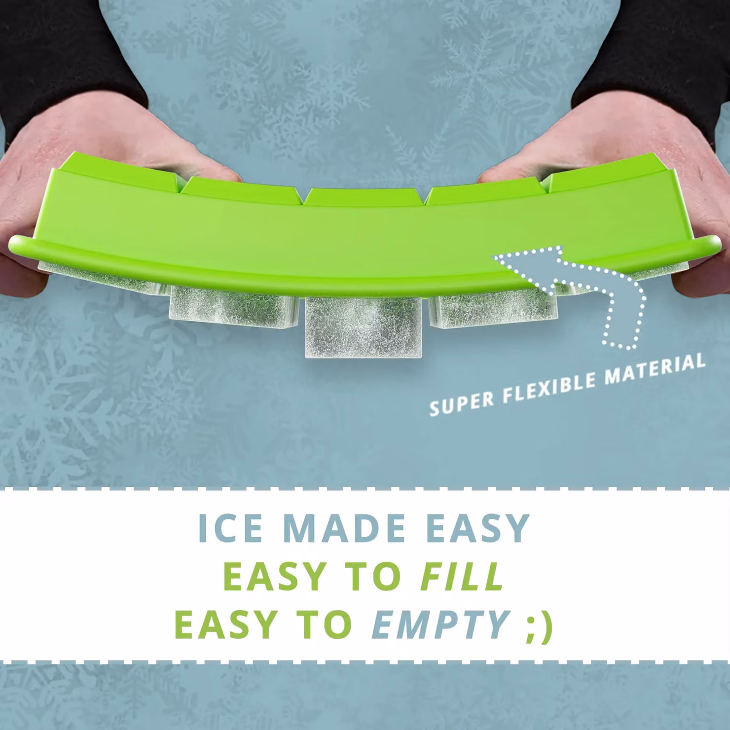 Oliver's Kitchen Square Silicone and Plastic Ice Cube Tray Set of 2 in Green – 3