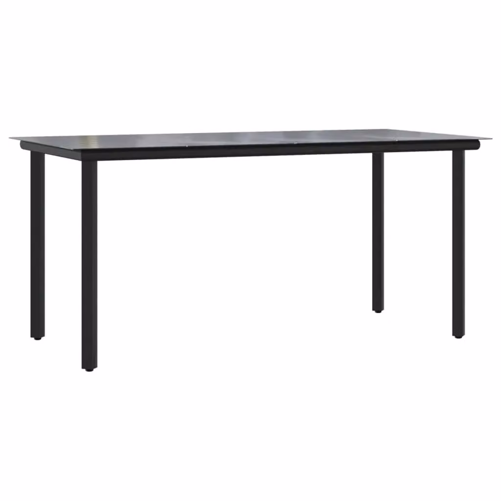 Berkfield Home Black Rectangular Garden Dining Table with Powder Coated Steel and Tempered Glass, W/D/H: 160 x 80 x 74 cm – 2
