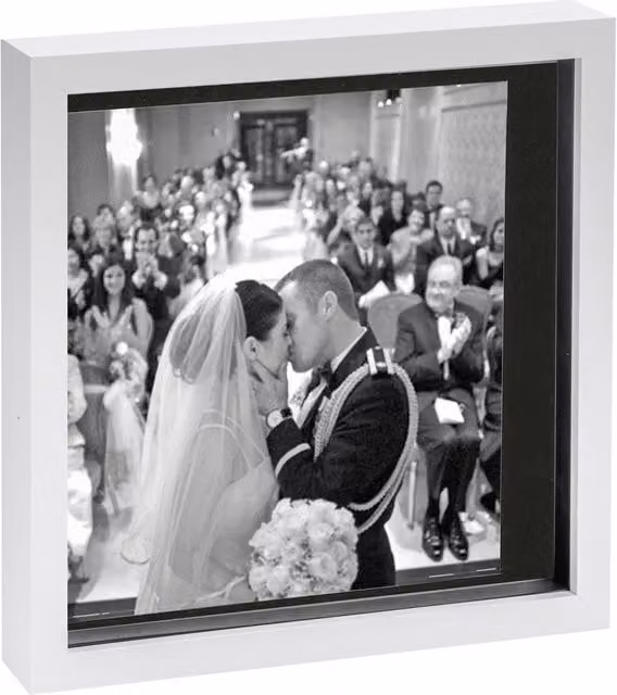 Nicola Spring Black Square 3D Box Photo Frame with Glass and Plastic Mount