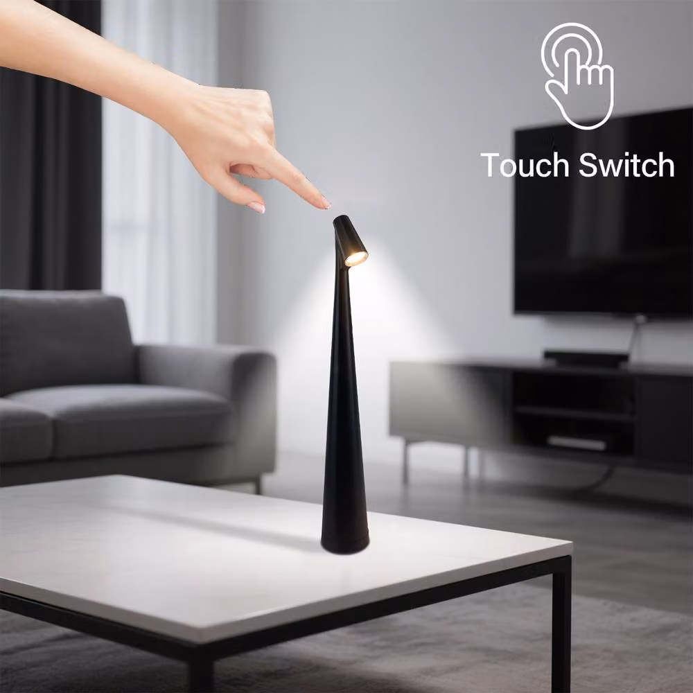 INMTFEI Rechargeable USB-C LED Table Lamp with Warm White Touch Control in Black – 6