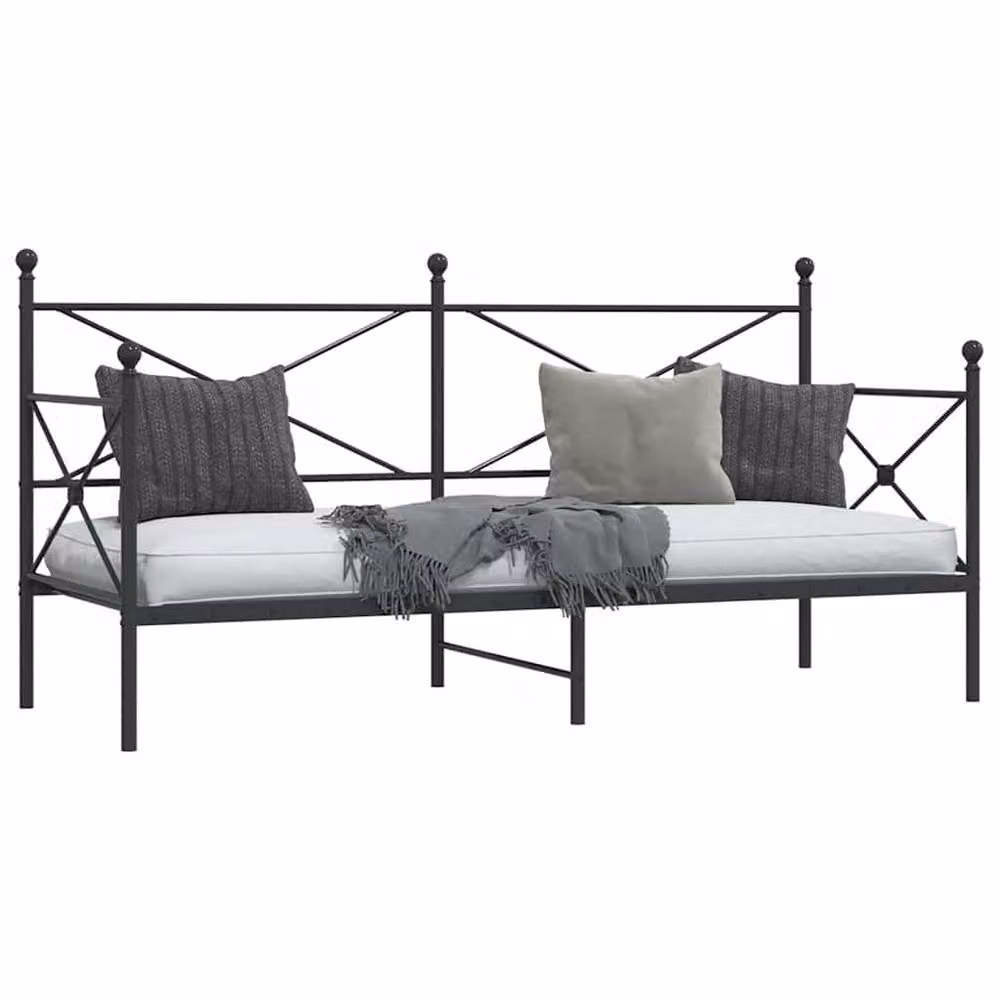 Berkfield Home Metal Day Bed in Black, W/D/H: 90 x 200 cm – 3