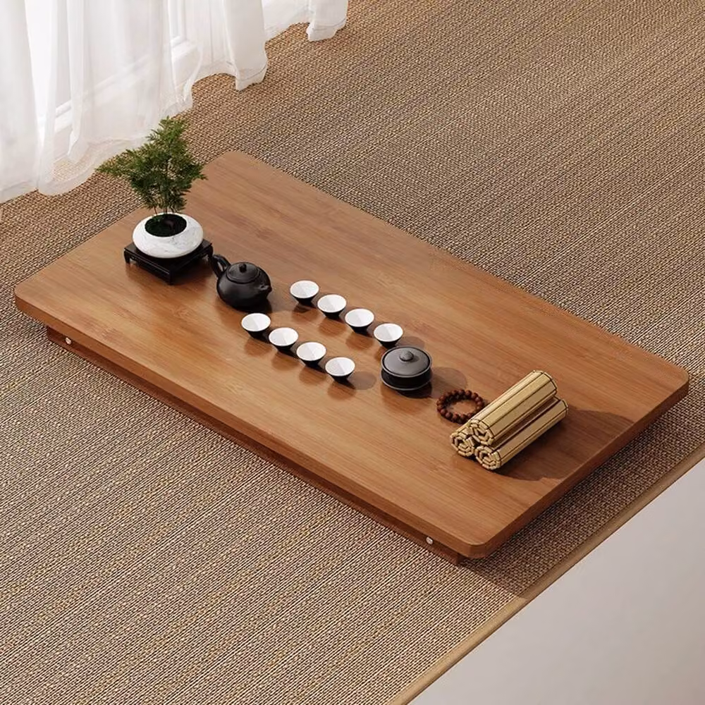 EONLION Brown Wooden Folding Coffee and Tea Table, W/D/H: 57 x 34.3 x 22.3 cm – 4