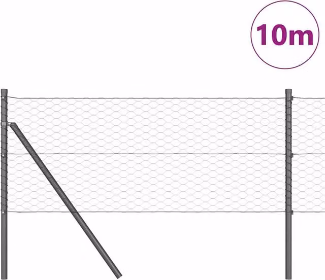 Berkfield Home Grey Steel Hexagon Fence, W: 0.6 m, L: 10 m – 1
