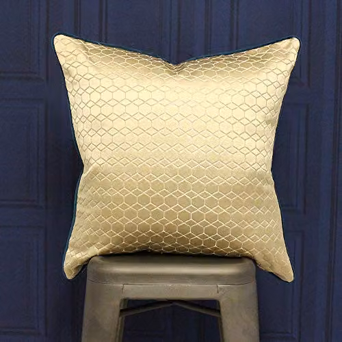 Paoletti Highbury Jacquard Cushion in Green and Gold with Graphic Design, W/D/H: 50 x 50 x 50 cm – 3