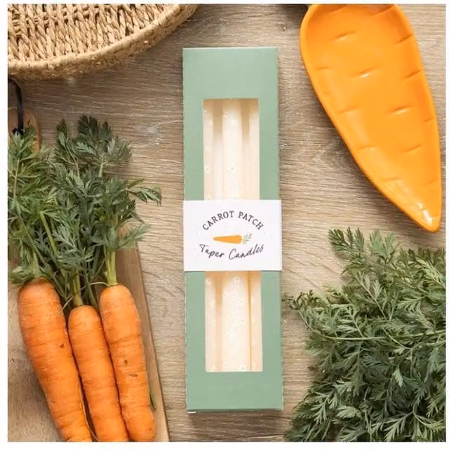 KDMD Set of 3 Carrot Patch Daisy Taper Candles in White