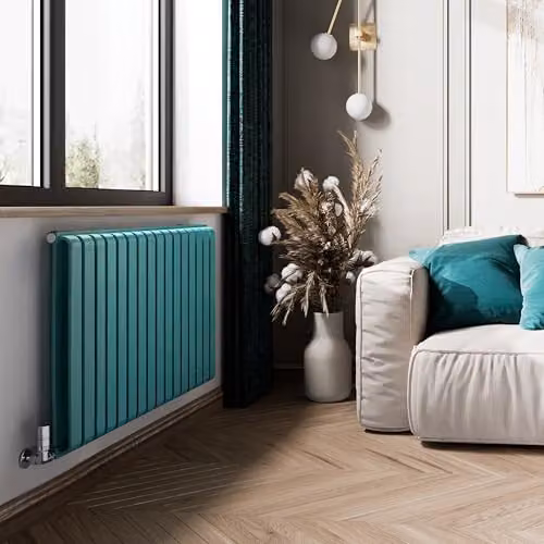 Terma Steel Radiator in Petrol Teal, H 63.0 cm x W 104.5 cm – 1