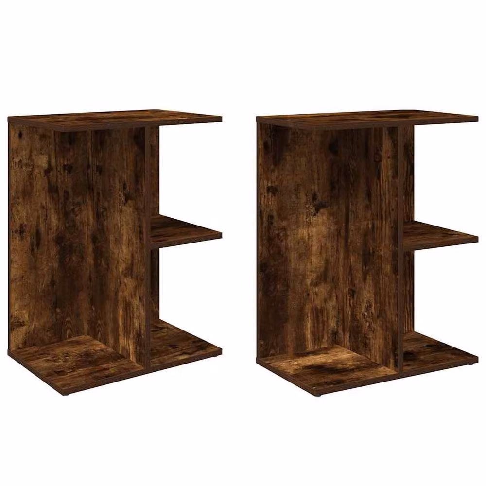 Berkfield Home Elegant Bedside Tables, 2 Piece Set in Smoked Oak Brown, W/D/H: 46.5 x 29 x 61 cm – 2