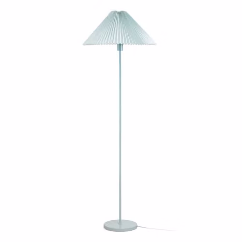 ValueLights Akira Blue Metal Slim Floor Lamp with Pleated Fabric Cone Shade and LED Bulb