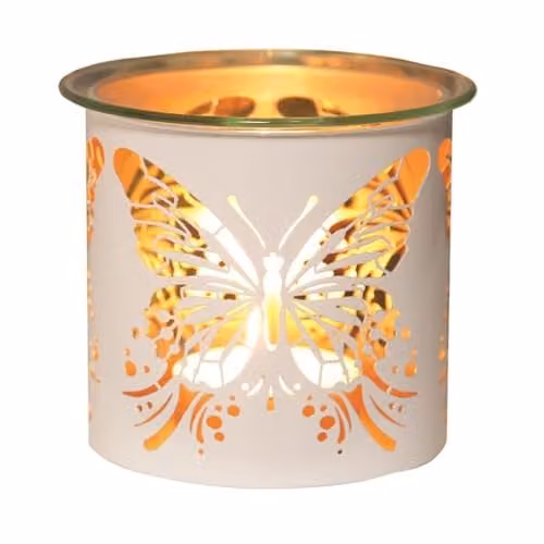 Aroma Home Butterfly Tealight Wax Melt Burner in White and Gold, Diameter: 10.5 cm – 1