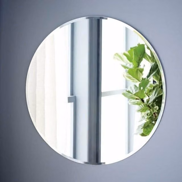 DEENZ Frameless Round Minimalist Wall Mounted Glass Mirror, Silver, Diameter: 60 cm