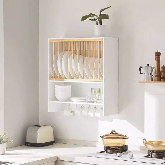 FORGEVIO White Wall Mounted Kitchen Cabinet with Back Panel – 1