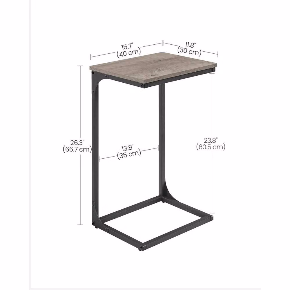 FORGEVIO C-Shaped Metal Side Table in Brown – 2