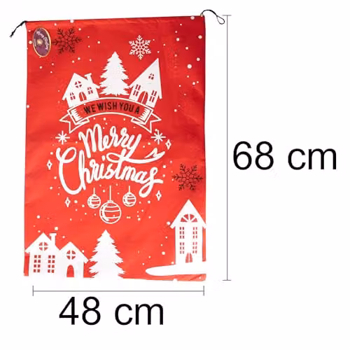 SHATCHI Large Red Felt Santa Sack with Drawstring, W: 48 cm, H: 68 cm – 2