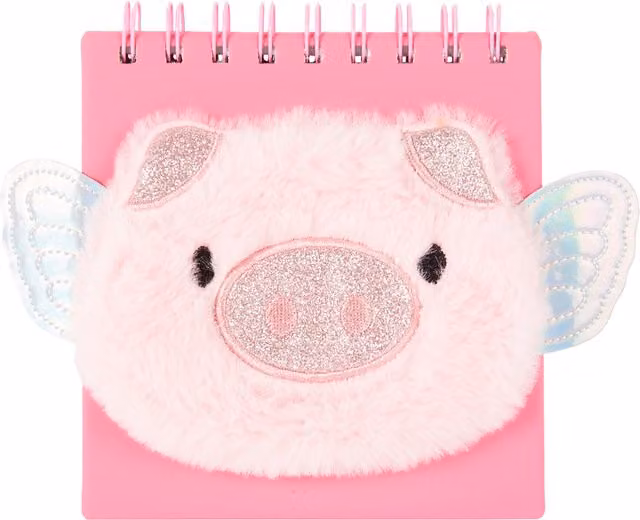 i doodle Pink Pig Mini Plush Spiral Notebook with Softcover